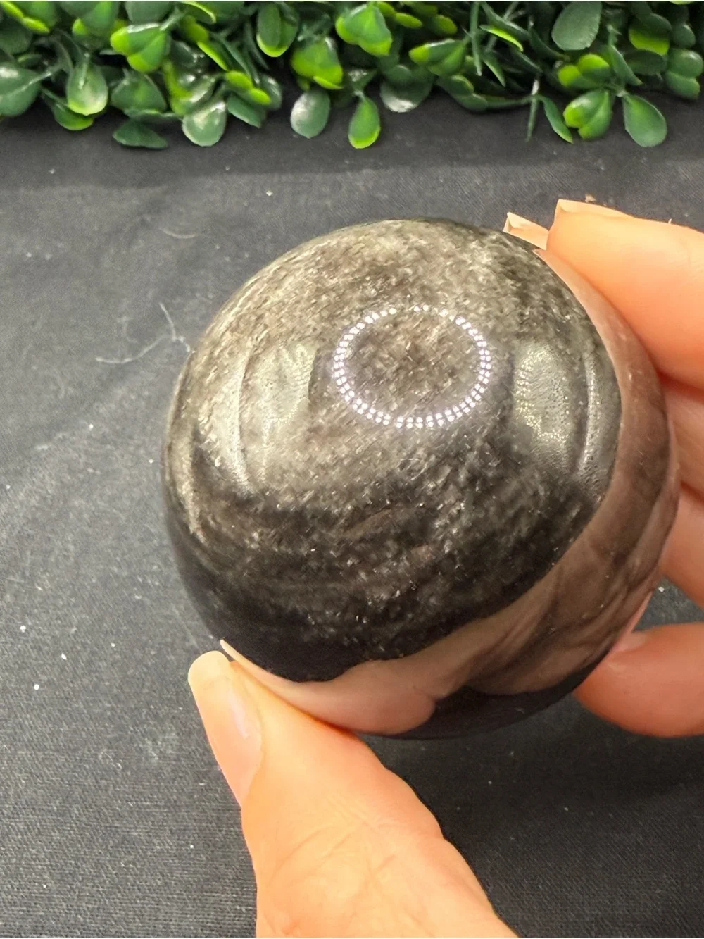 Flashy Silver Sheen Obsidian Sphere 54mm
